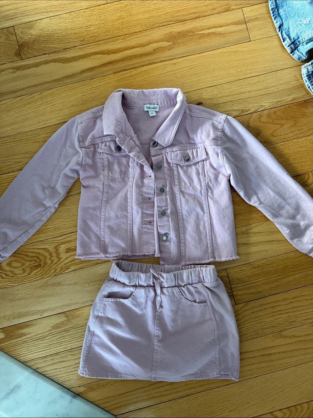 Splendid Light Pink Denim Jacket and Skirt Set
